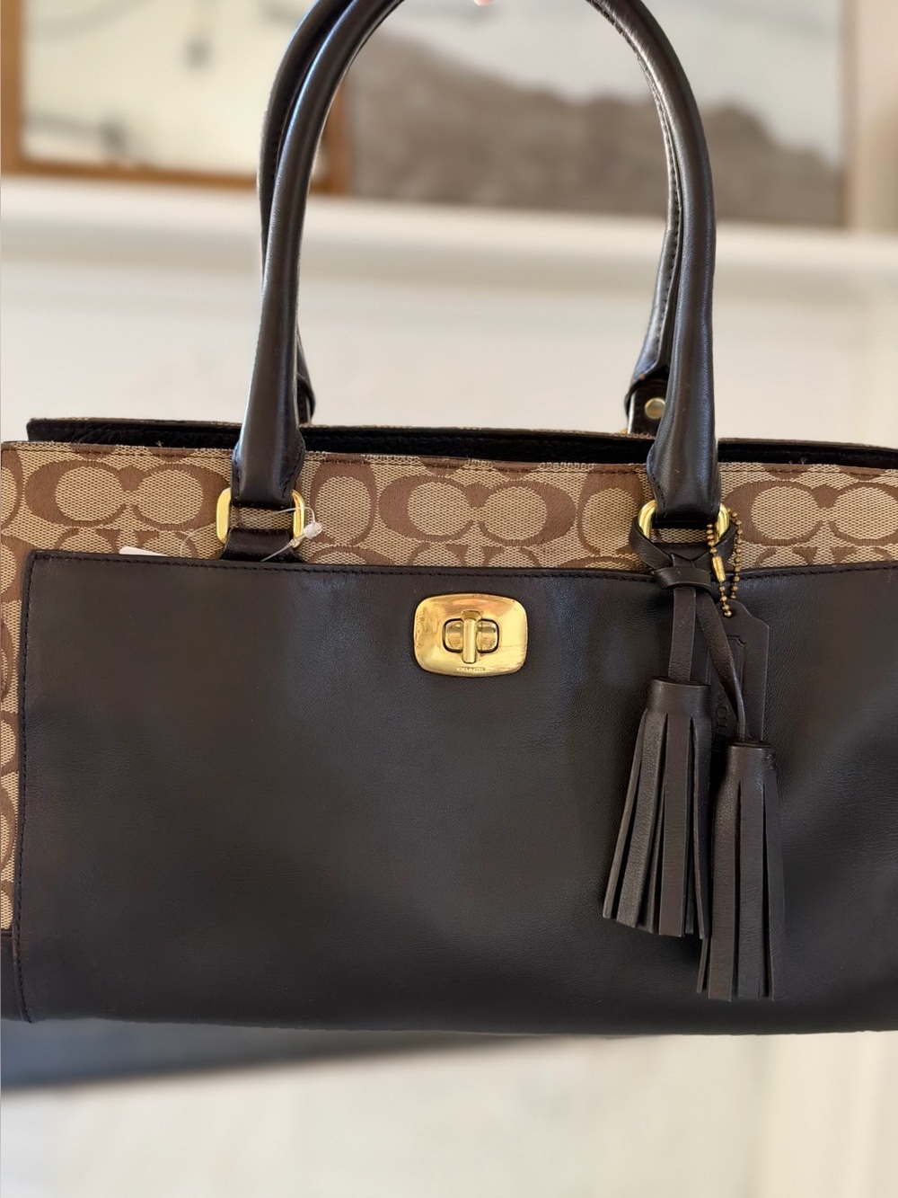 Coach Chelsea Legacy Top Handle Tassel Zip Tote